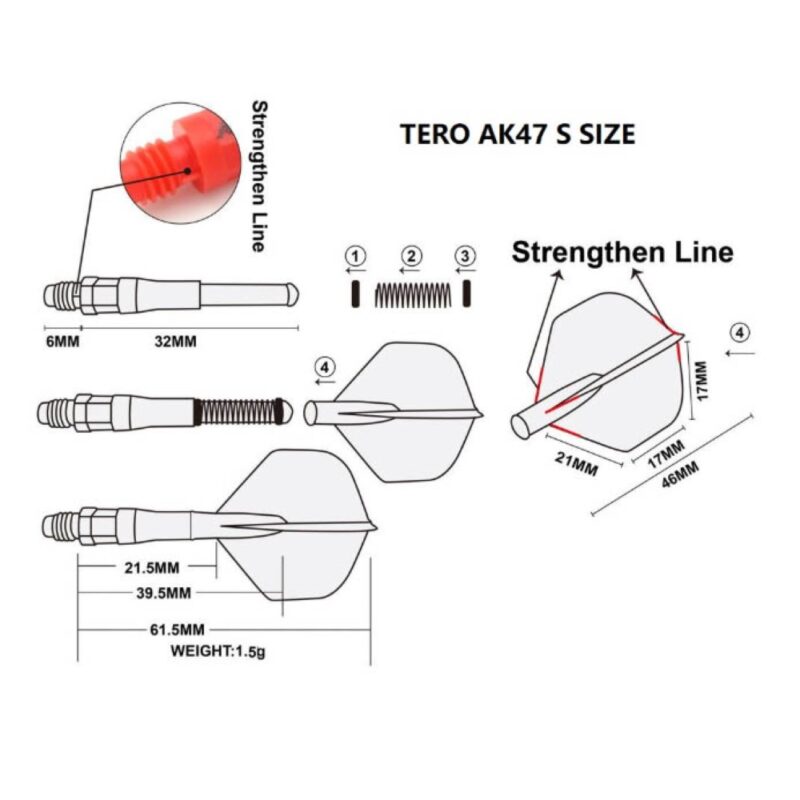 Billaresbalsalobre Cañas Shaft Cuesoul Tero Flights Black 32mm  AK7 CSDF-AK7-S1 - Imagen 3