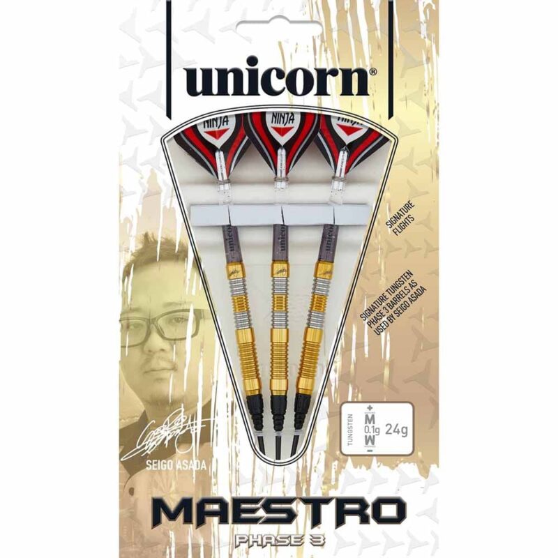 Billaresbalsalobre Dardos Unicorn Darts Maestro Seigo Asada Phase 3 Gold Soft 22g 90% 4613 - Imagen 5