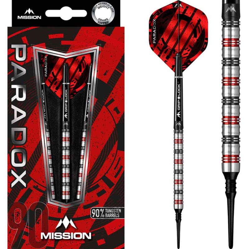 Billaresbalsalobre Dardos Mission Paradox M1 Straight Negro Rojo 90% 21g D9638 - Imagen 3