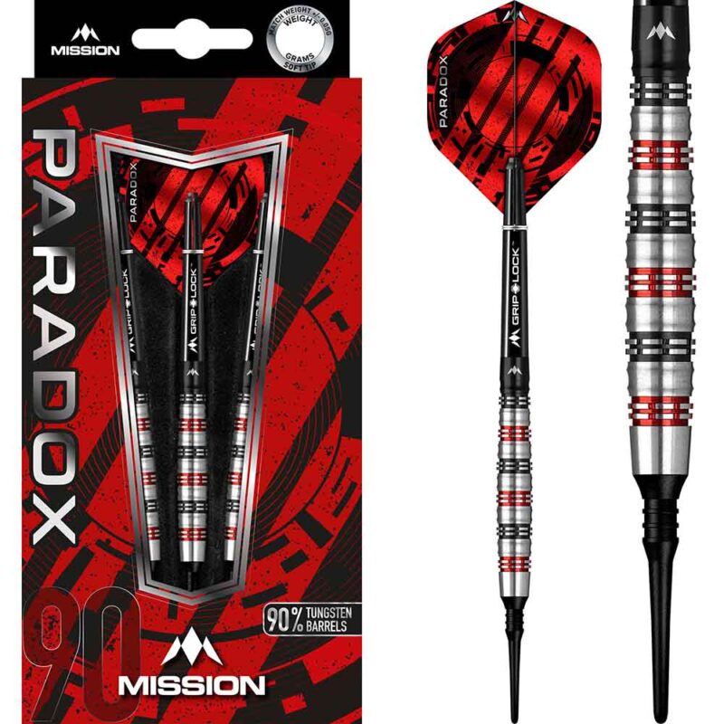 Billaresbalsalobre Dardos Mission Paradox M2 Curved Negro Rojo 90% 19g D9640 - Imagen 3