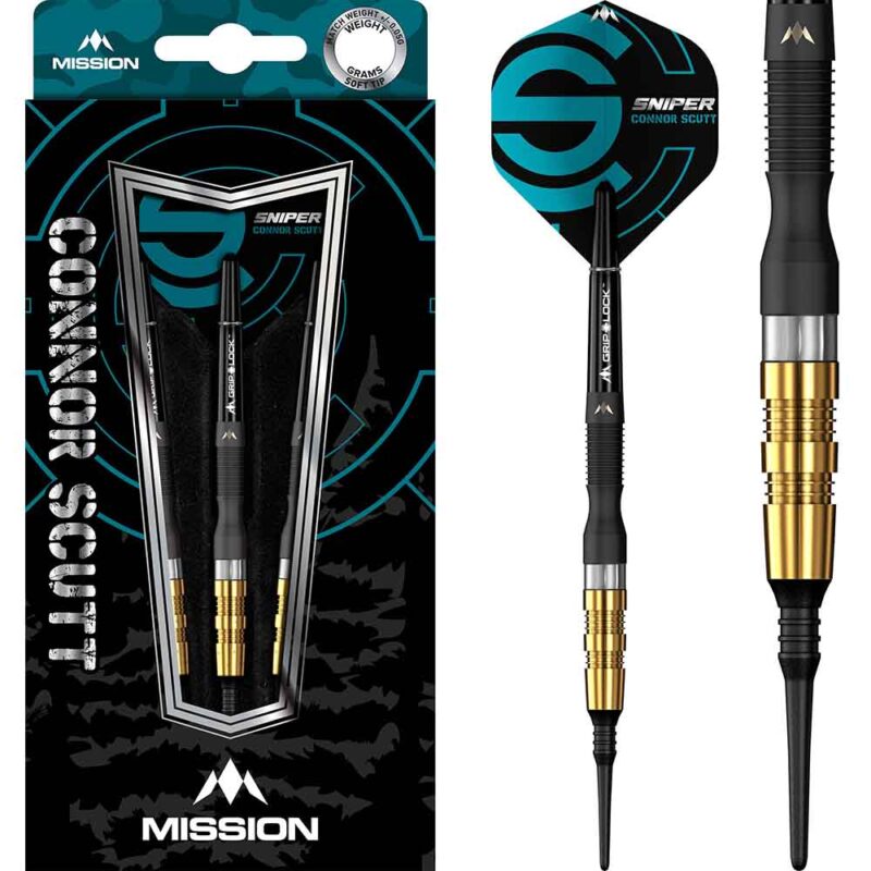 Billaresbalsalobre Dardos Mission Connor Scutt Sniper Negro Dorado 95% 20g D1593 - Imagen 3