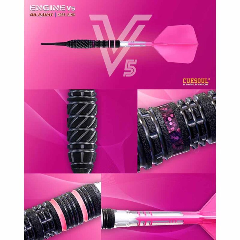 Billaresbalsalobre Dardos Cuesoul Engine V5 Pink Hope Soft tip 90% 21g CSOPP-90R21K23 - Imagen 2