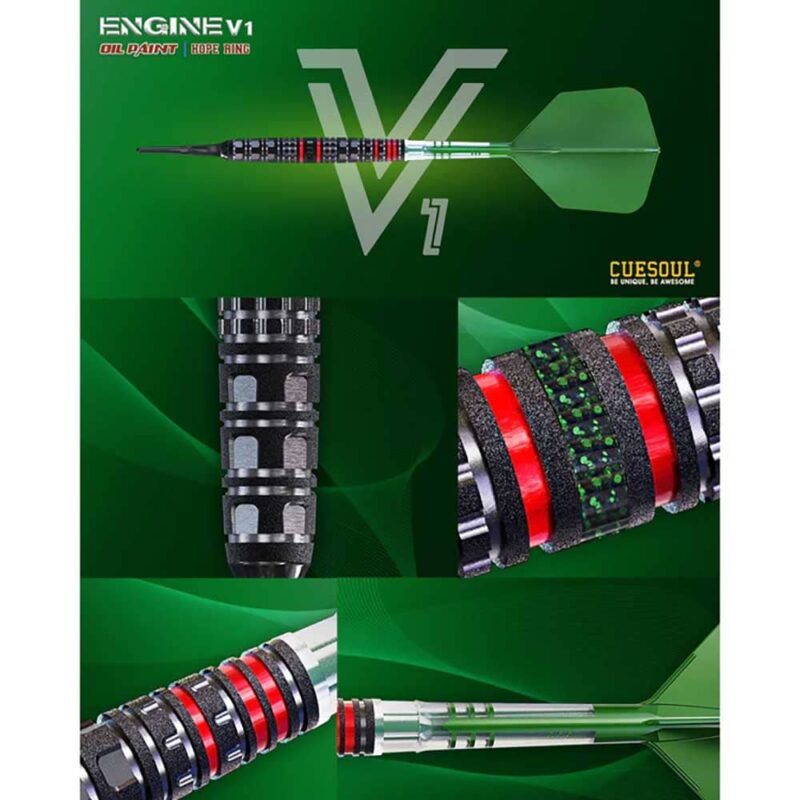 Billaresbalsalobre Dardos Cuesoul Engine V1 Green Hope Soft tip 90% 19g CSOP-90R19K19 - Imagen 5