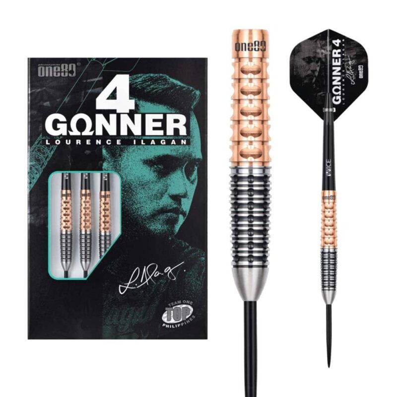 Billaresbalsalobre Dardos One80 Gunner 4 Lourence Ilagan Black Rose Oro 90% 22gr 9606 - Imagen 6